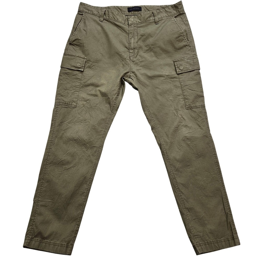 John Varvatos Pants Mens 36x28 Green Cargo Regular Cotton Blend Canvas Pockets